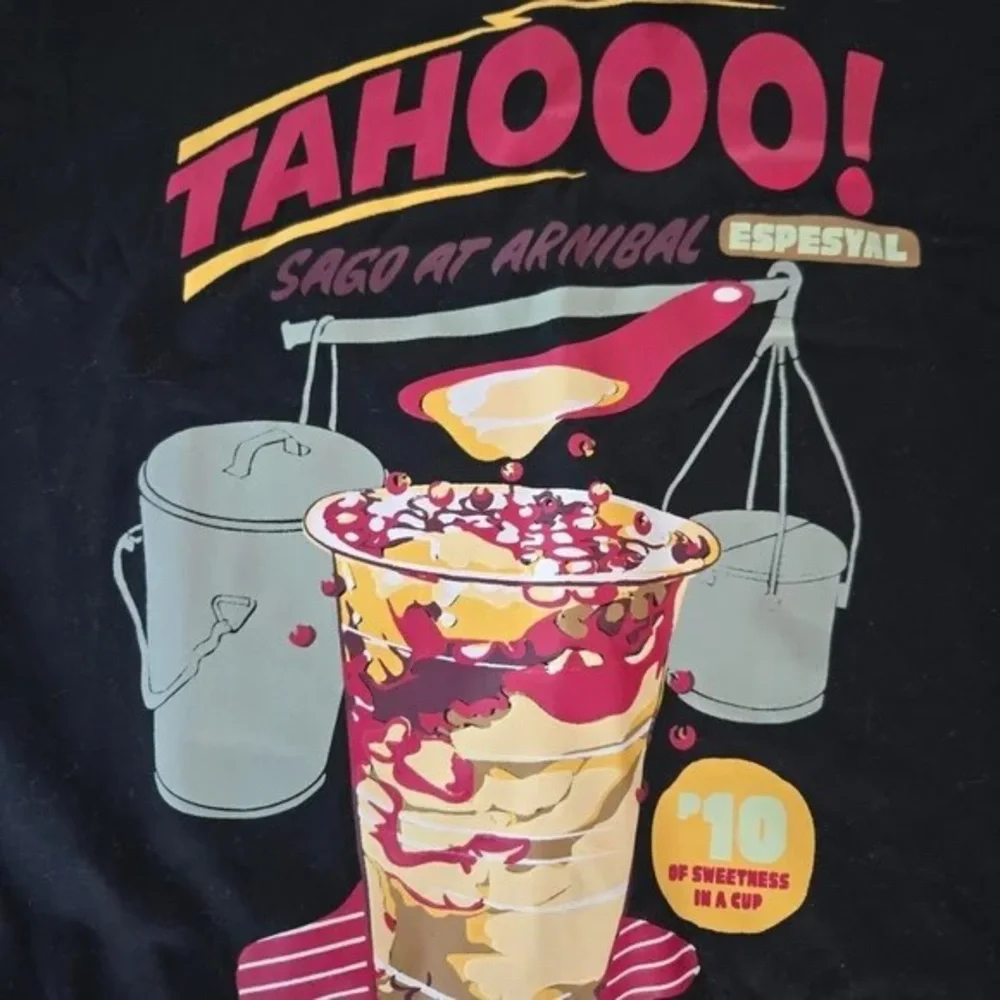 Black Short Sleeve Tee with Beverage Graphic - Picture 3 of 4